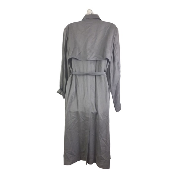 Badgley Mischka Angelina Lyocell Trench Coat Gray Women’s Size Large - Picture 14 of 15